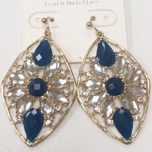 Jeweled Gold Dangle Earrings